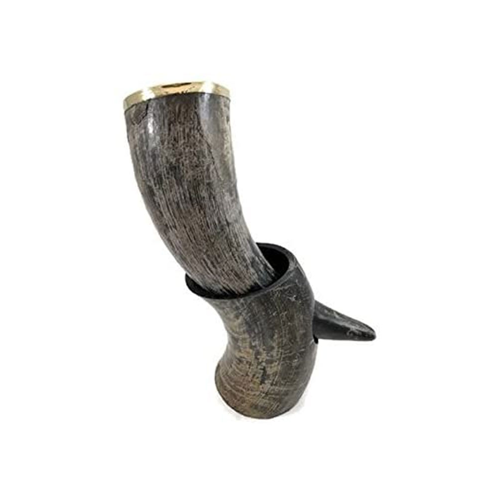 Beer horn mug Game of thrones Brass adorned vikings horn Medieval Drinking Horn with stand (HBCUP-571)