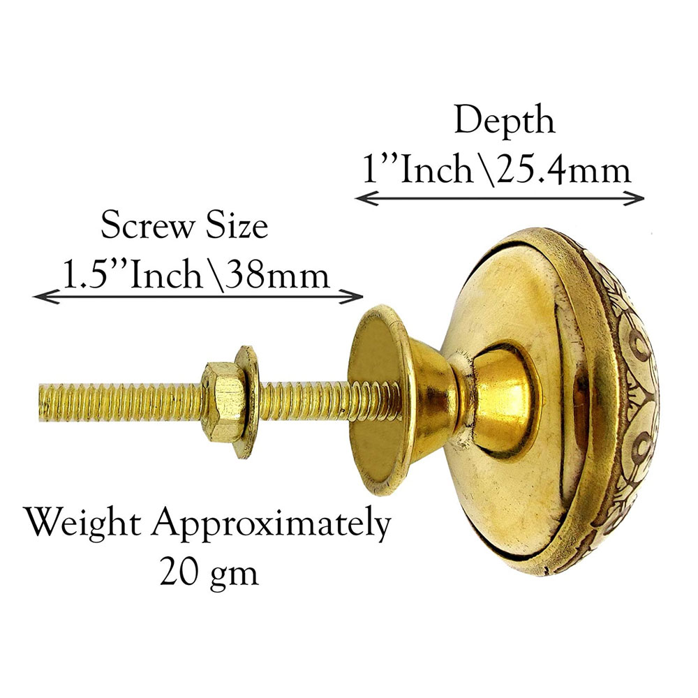 Brass Door Knobs/Drawer Pulls Dresser Door Knobs/Pull Hardware Vintage Decor Classic, 38 mm