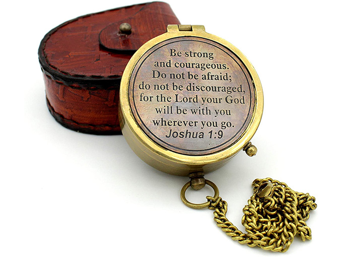 Be Strong and Courageous, Engraved Compass, Scripture, Confirmation Gift Ideas.