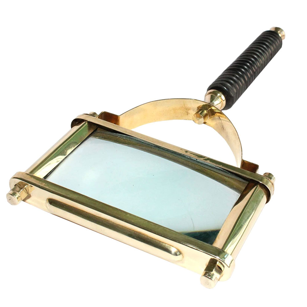 Sun & Moon Vintage Style Brass Square Shape Big Magnifying Glass Magnifier Antique Look