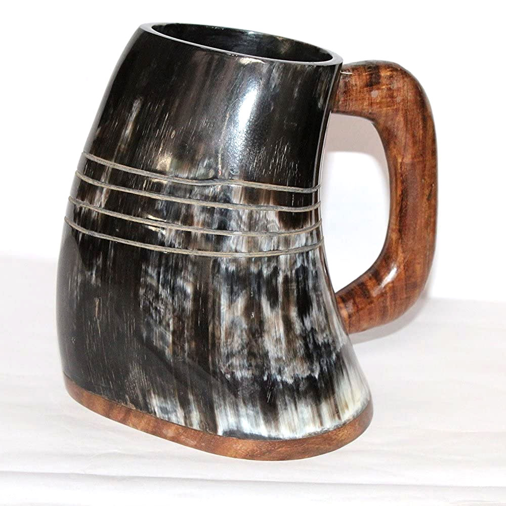 VIKING DRINKING HORN MUG Handcrafted Ox Cup Goblet With This Large Tankard (20oz)