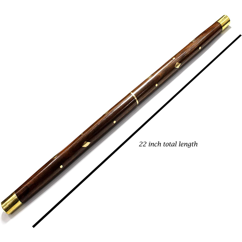 Handcrafted Walking Rule Swagger Wooden Stick 24 inch with Brass