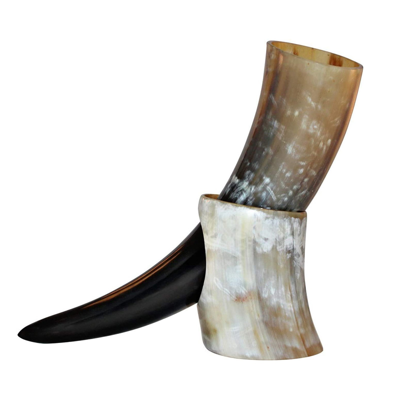 Ounce Natural Style Viking Wine/Mead Drinking Horn with stand – Authentic Medieval Inspired Mug