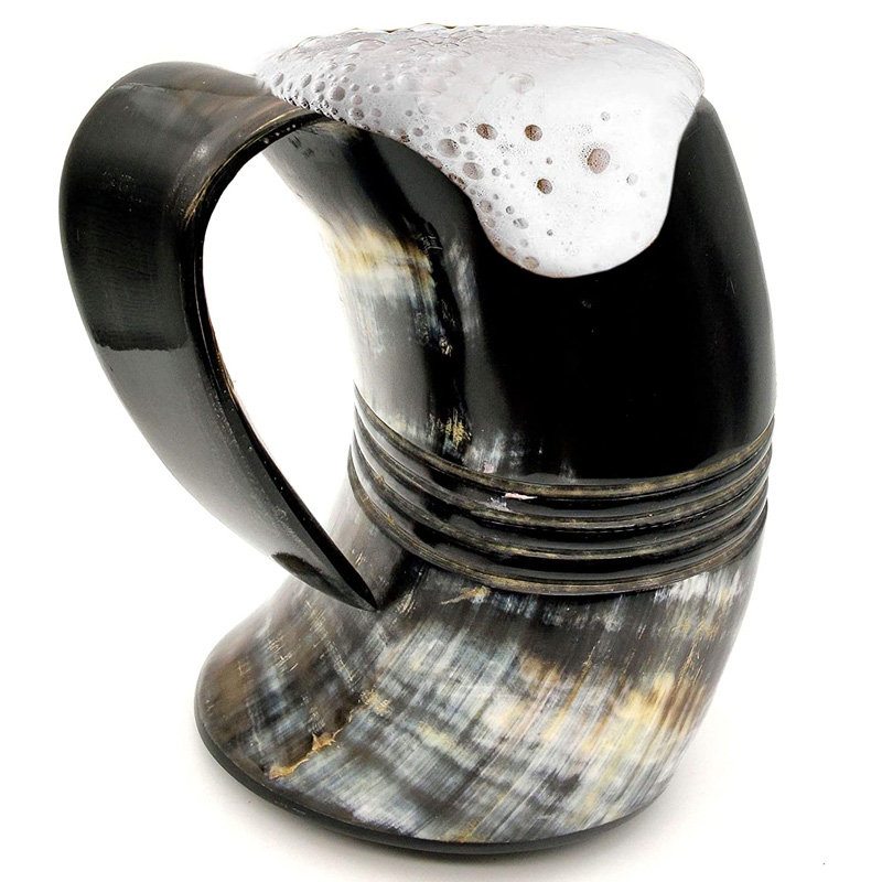 VIKING DRINKING HORN MUG Handcrafted Ox Cup Goblet – Drink Mead & Beer Like Game of Thrones