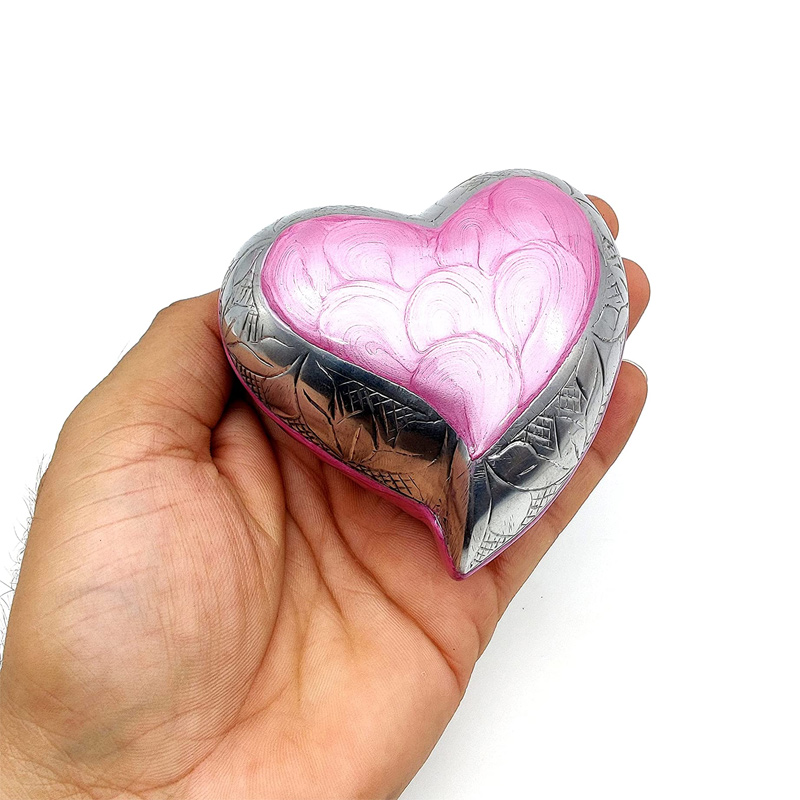 Pink Heart Keepsake Urn – Mini Ash Urn Small Handcrafted Cremation Urn for Ashes