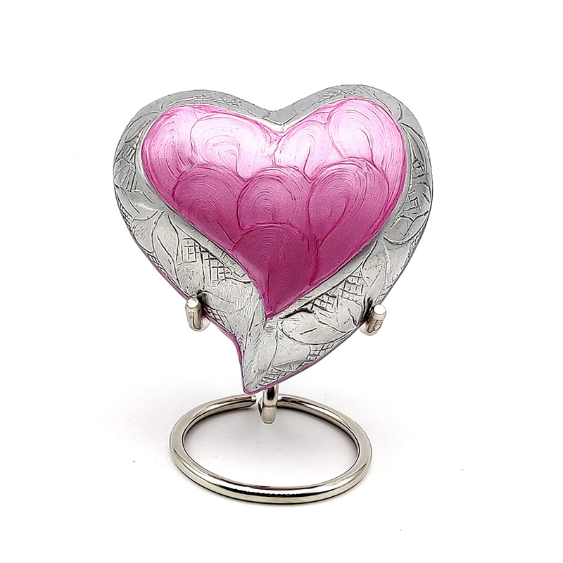 Pink Heart Keepsake Urn – Mini Ash Urn Small Handcrafted Cremation Urn for Ashes