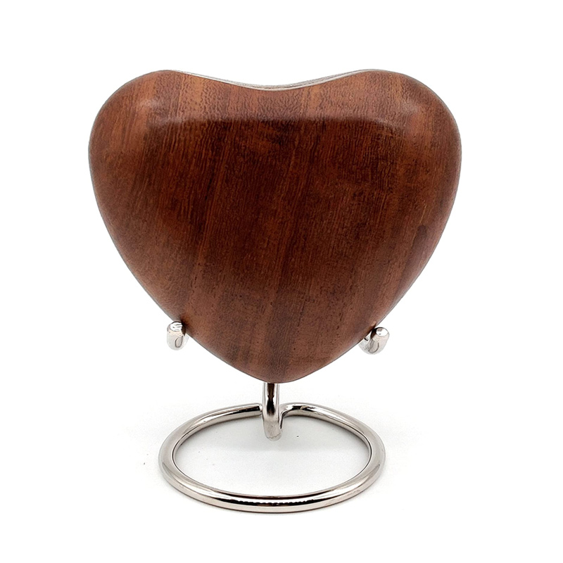 Wooden Heart Keepsake Urn – Mini Ash Urn Small Handcrafted Cremation Urn for Ashes