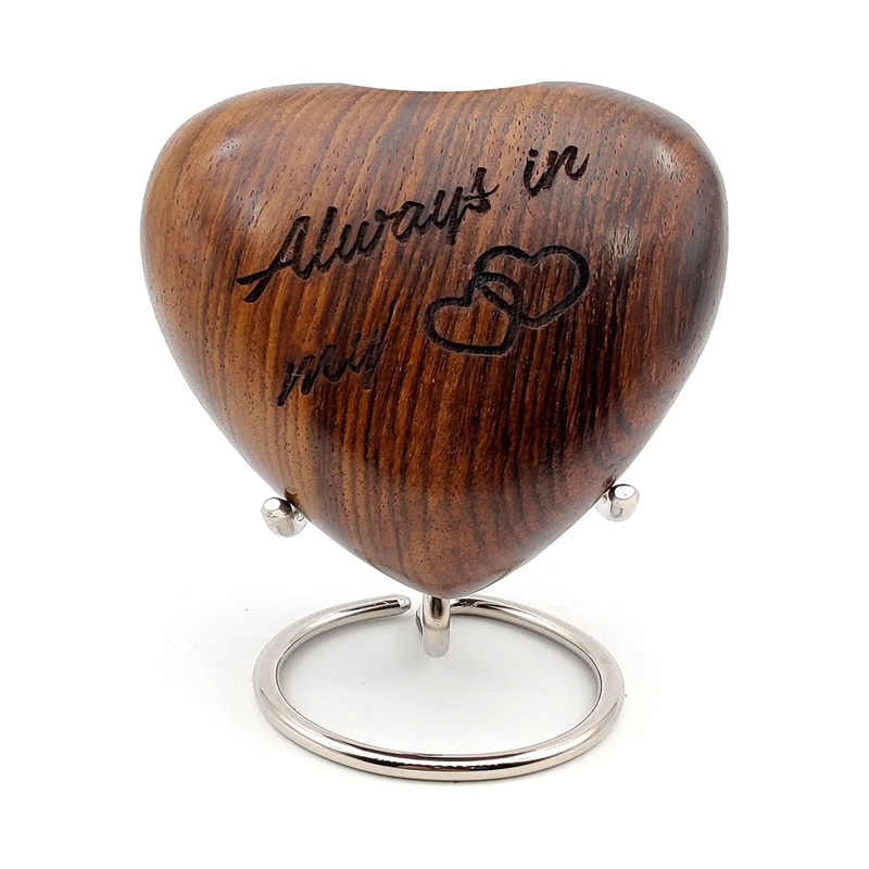 Wooden Heart Keepsake Urn – Mini Ash Urn Small Handcrafted Cremation Urn for Ashes