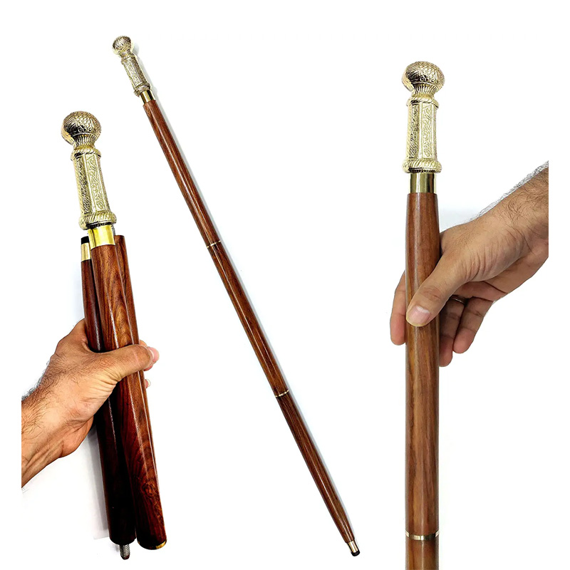 Antique Gadget Cane, English, Mahogany, Brass, Walking Stick, Edwardian  C.1910 in Antique Walking Sticks & Canes