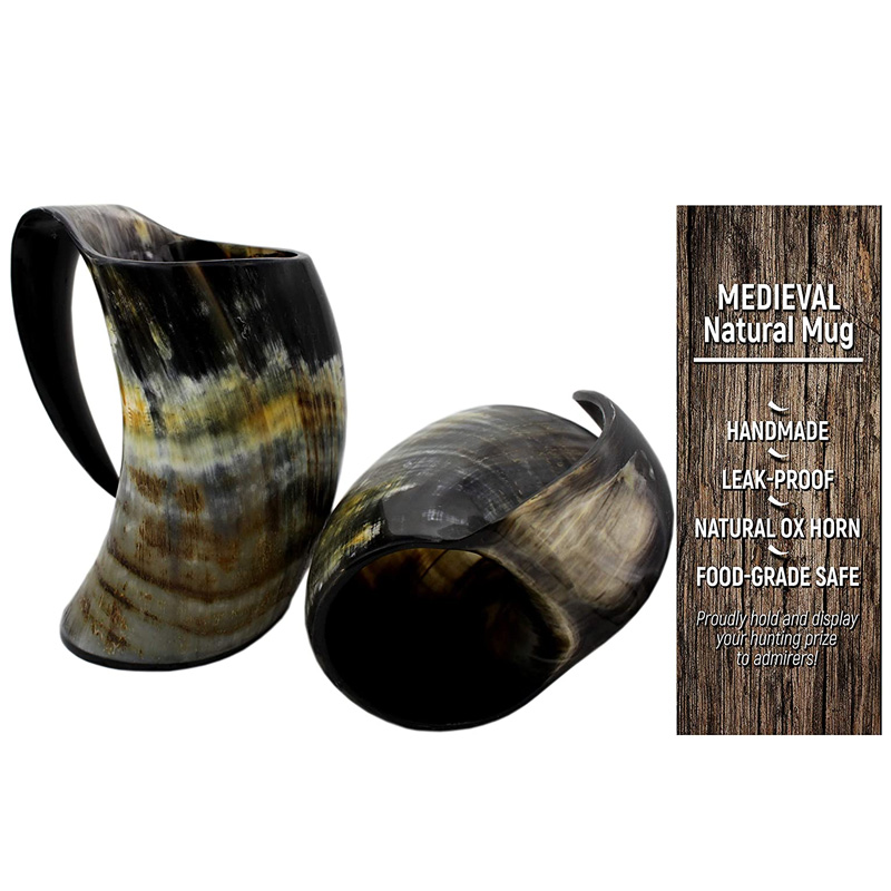 VIKING DRINKING HORN MUG Handcrafted Ox Cup Goblet – Drink Mead & Beer Like Game of Thrones