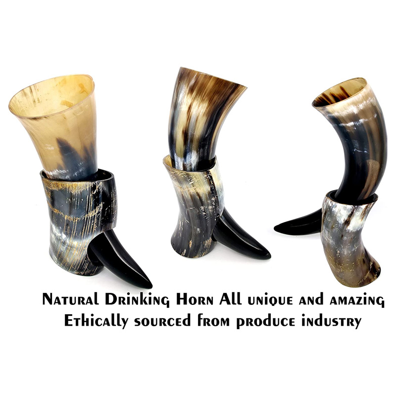 Viking Drinking Horn with Stand – Authentic & Food Safe Cup No Leaks Norse Drinking Beer Mug