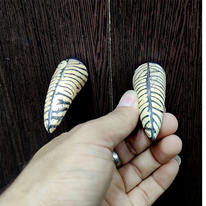 Natural Horn Knobs Drawer Pulls and Knobs and Vintage Decor 3inch Hand Engraved Tiger Stripes