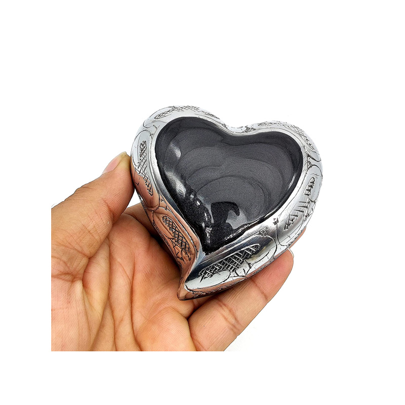 Gray Heart Keepsake Urn – Mini Ash Urn Small Handcrafted Cremation Urn for Ashes Tribute to Loved