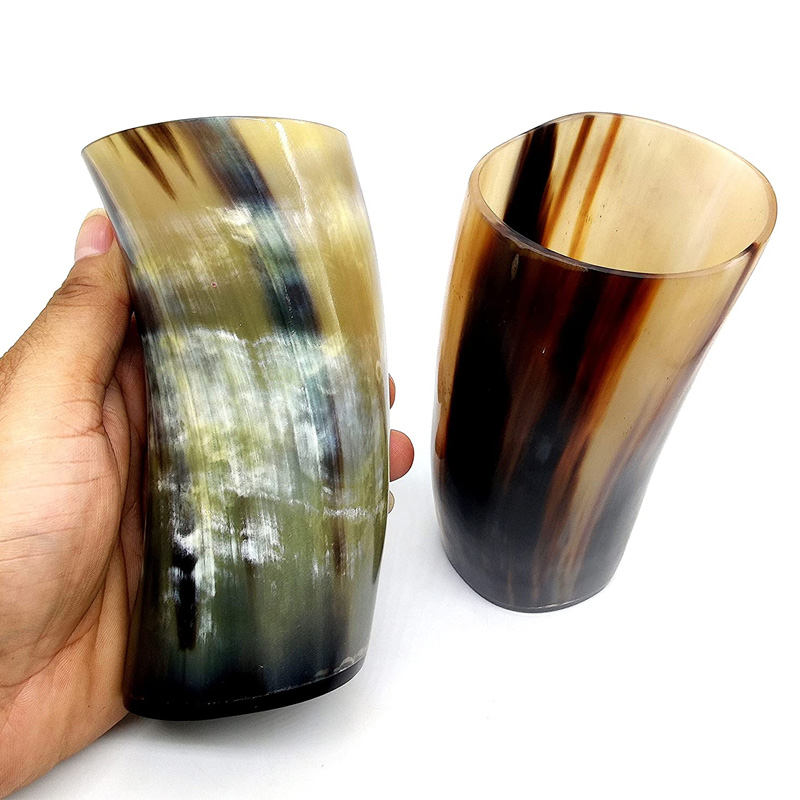 Viking Drinking Horn Tumblers Set of 4 – Handmade Cups for Wine Beer Ale Safe and Unique Drink Cup