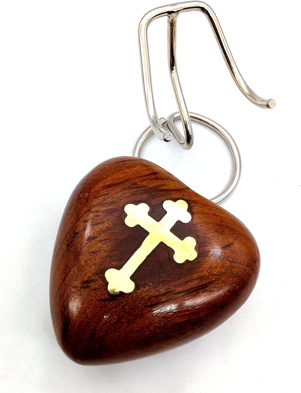 Wooden Heart Keepsake Urn with Cross Inlay | Mini Ash Urn for Ashes | Handcrafted Cremation Urn – Tribute to Your Loved One with Premium Box and Display Stand