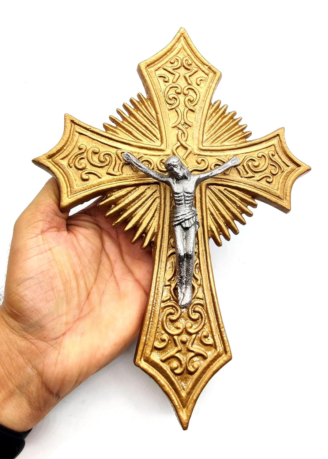 Crucifix Wall Cross – Large Metal Cross for Indoors and Outdoors – Catholic Religious Decor – Ideal Gifts for Church