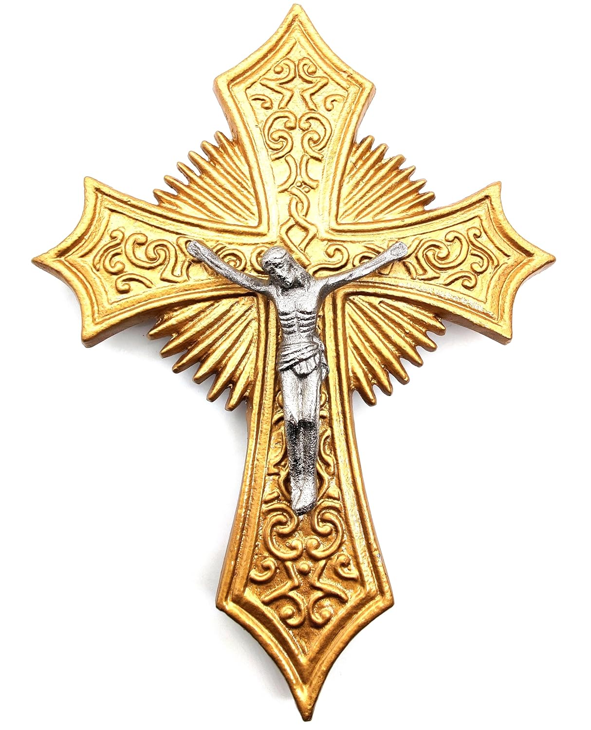 Crucifix Wall Cross – Large Metal Cross for Indoors and Outdoors – Catholic Religious Decor – Ideal Gifts for Church