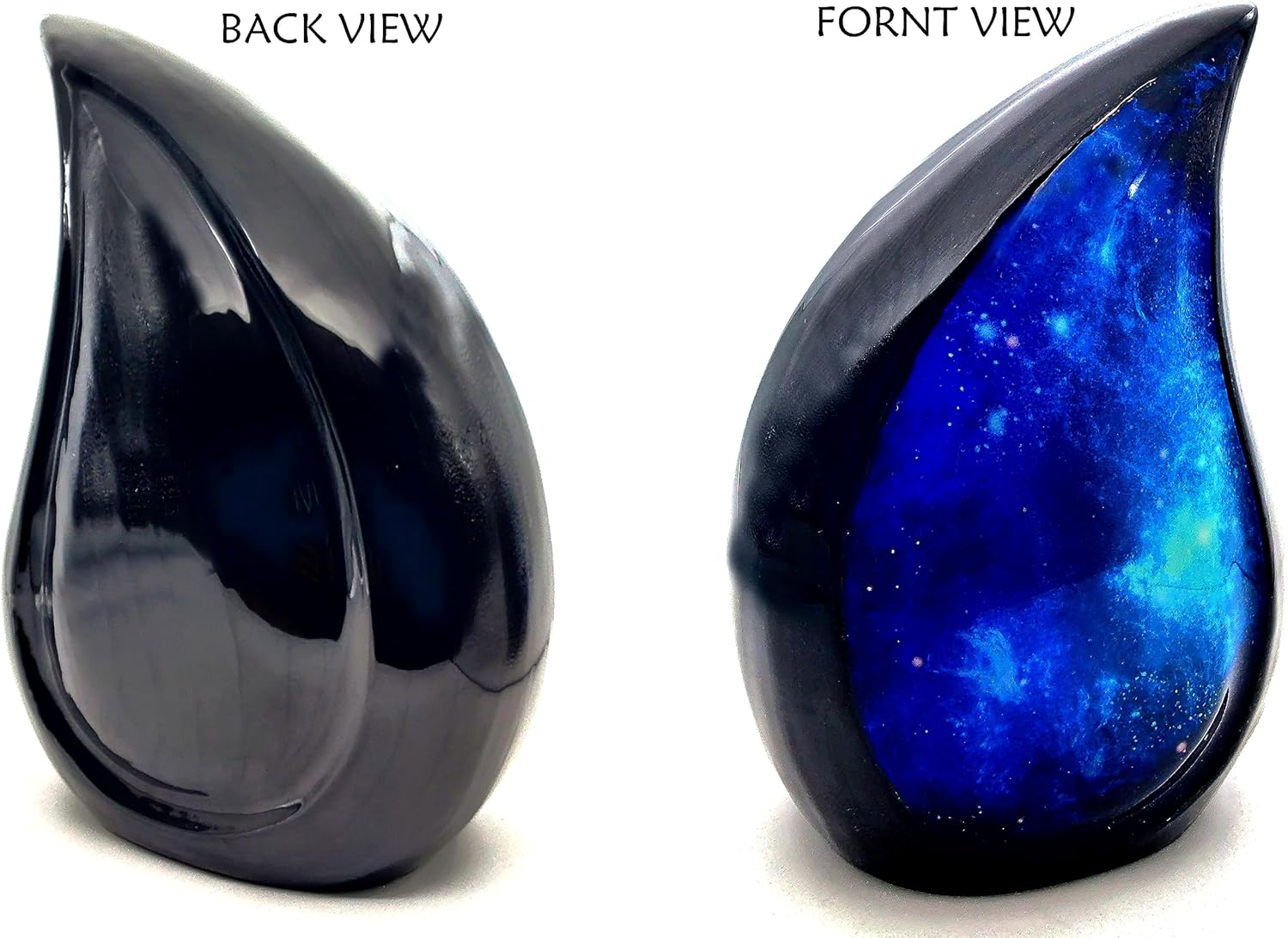 Galaxy Teardrop Urn | Funeral Cremation Urn with Velvet Bag | Keepsake for Adults | Blue Star Sky Display