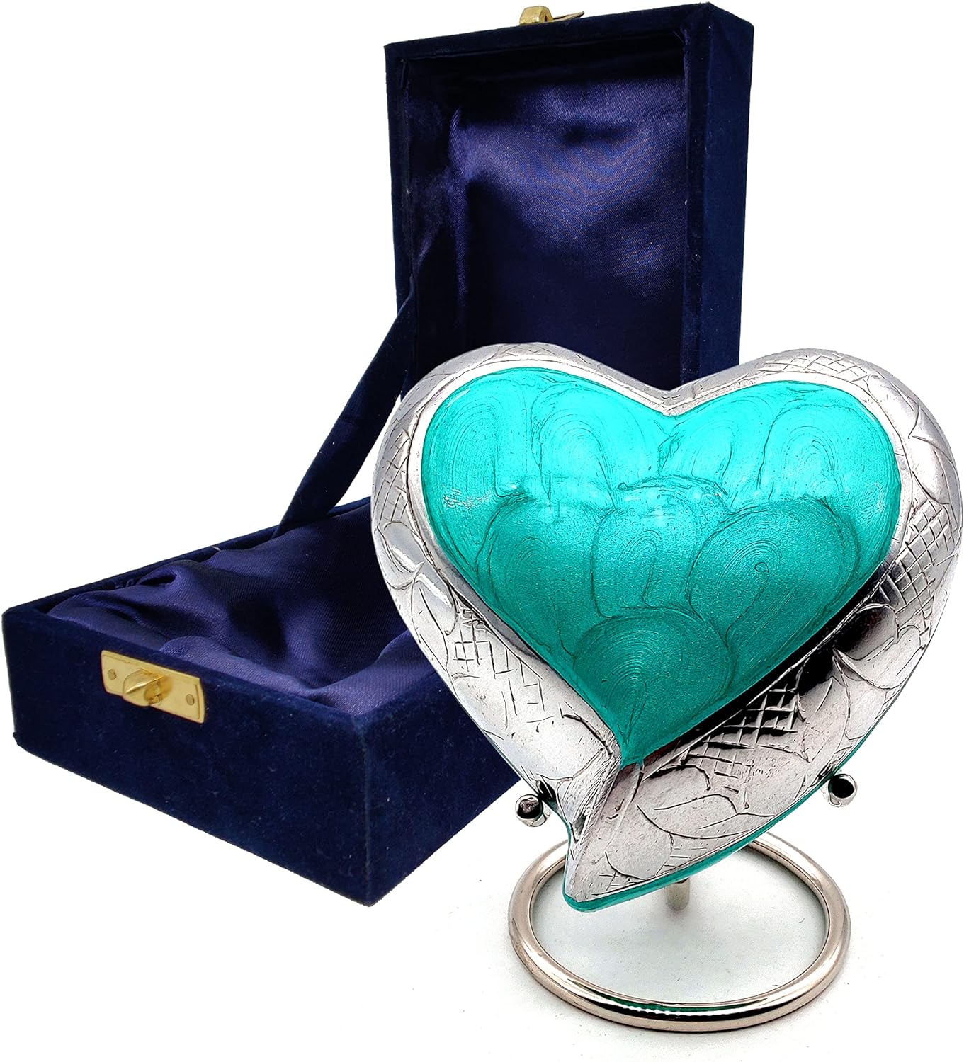 TURKESH Heart Keepsake Urn | Mini Ash Urn for Adults & Infants | Handcrafted Cremation Urn with Free Velvet Box & Display Stand