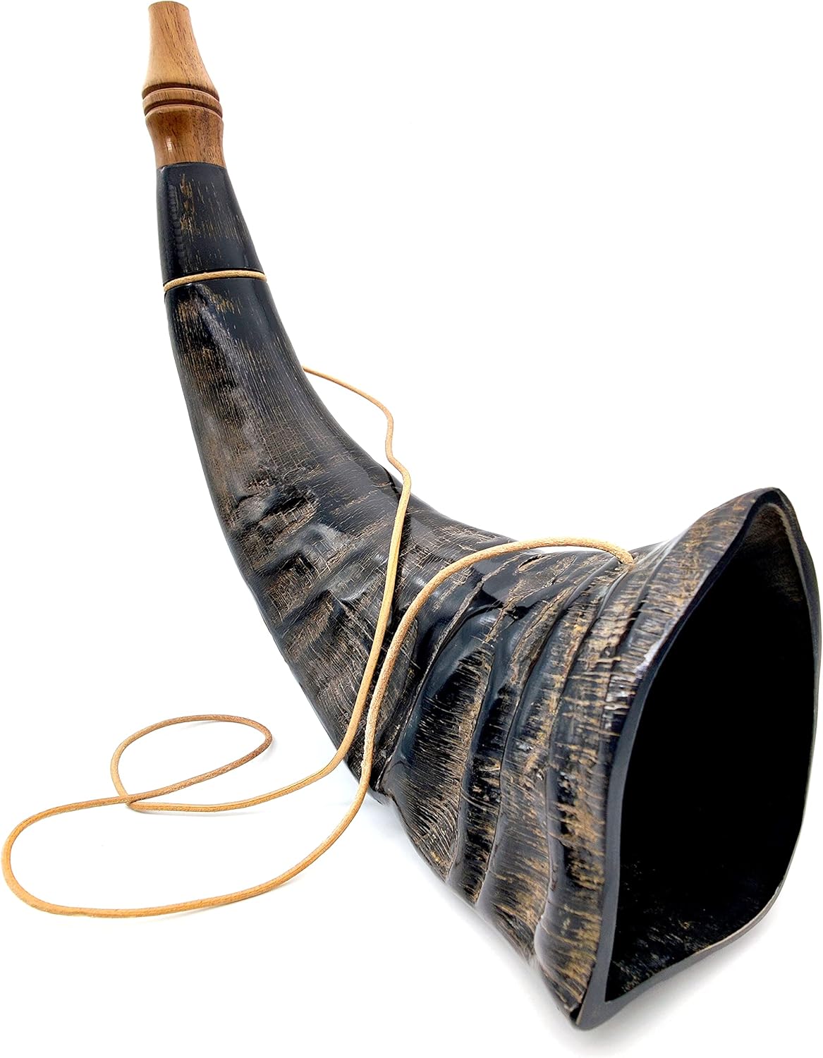 Viking War Horn – Genuine Buffalo Horn Battle Trumpet, Handcrafted Norse Bugle Horn for Hunting & Battle