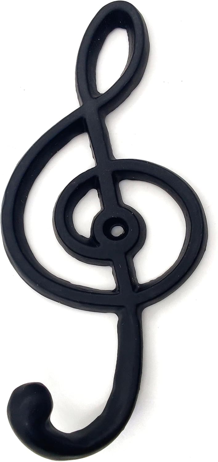 Musical Note Decorative Wall Hook – Black Cast Iron Art for Kitchen, Clothes, and Caps.