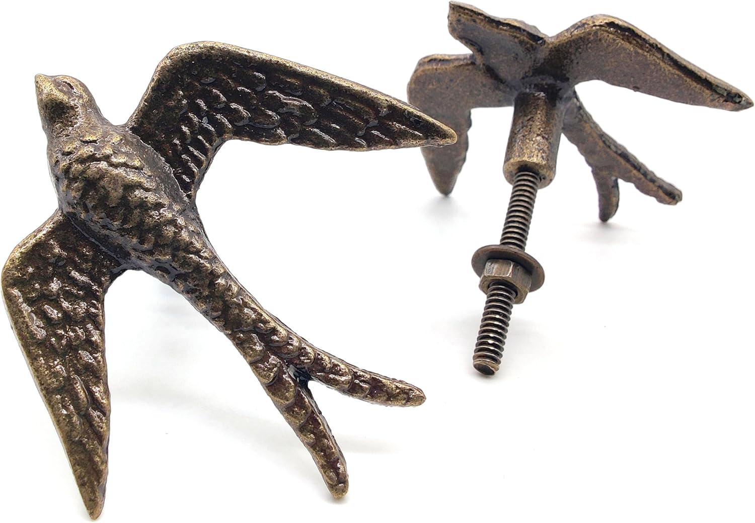 Vintage Cast Iron Closet Door Pull Handles – Set of 2 Bronze Finish Bird Design Knobs