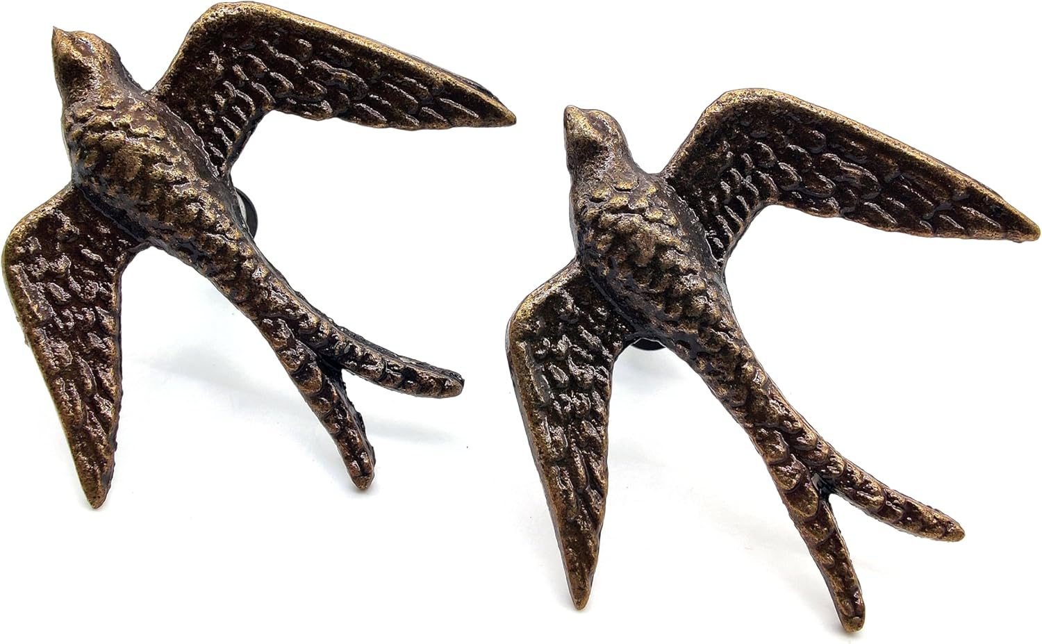 Vintage Cast Iron Closet Door Pull Handles – Set of 2 Bronze Finish Bird Design Knobs