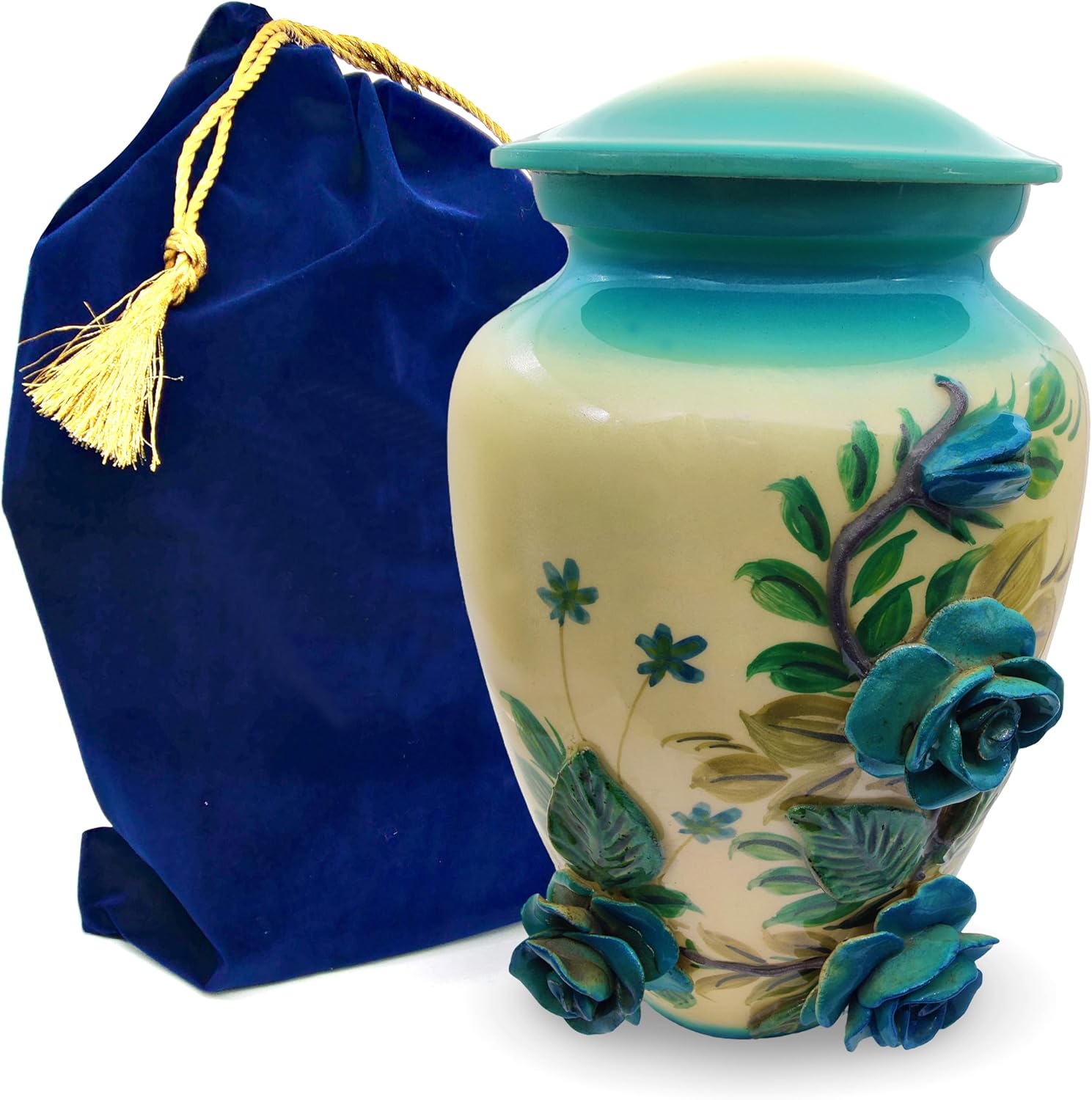 3D Flowers Cremation Urn – Hand-Crafted Full-Size Urn for Adult Funeral Ashes Burial