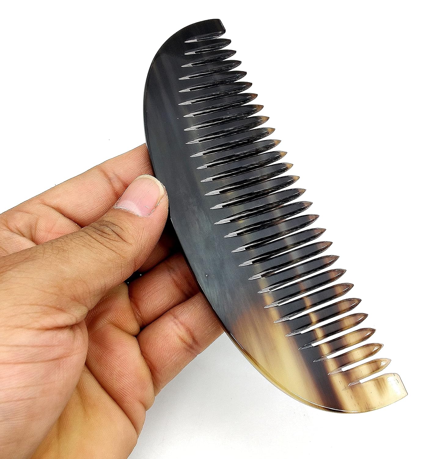 Ox Horn Comb – 100% Handmade Fine Tooth Pocket Comb, Anti-Static Natural Horn for Detangling & Scalp Massage (6 inch)