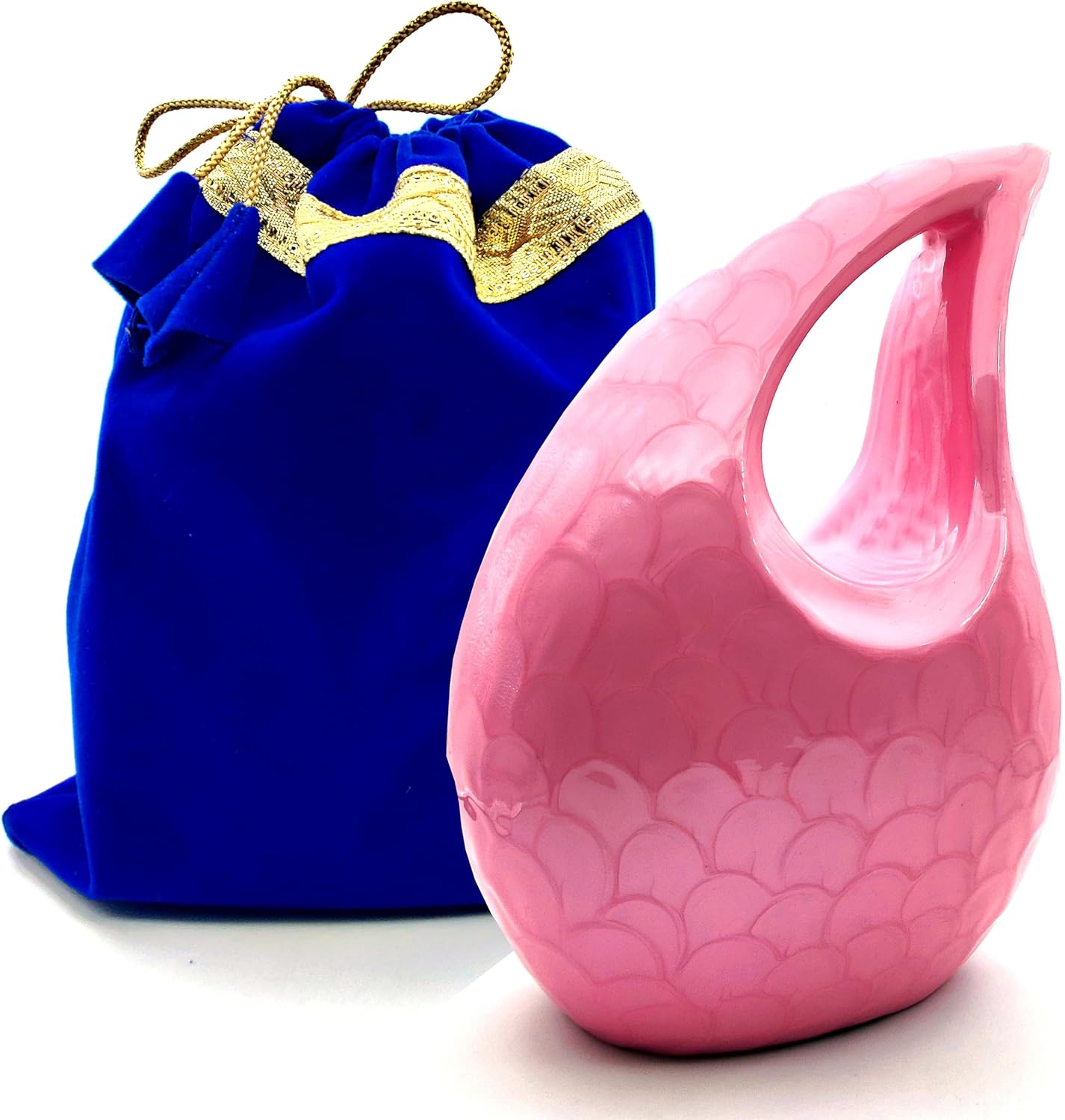 Pink Teardrop Cremation Urn for Human Ashes – Keepsake Adult Urn with Lid, Decorative Funeral Urn for Ashes or Dust