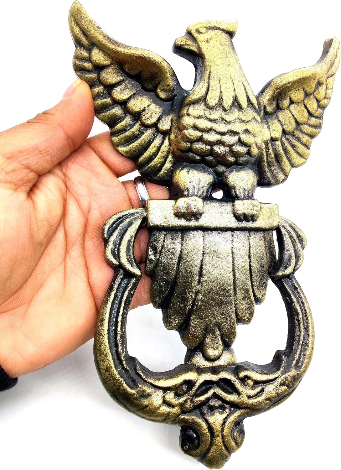 Eagle Shape Victorian Style Doorbell – Handcrafted Cast Iron Eagle Door Knocker, Antique Decorative Hardware for Doors