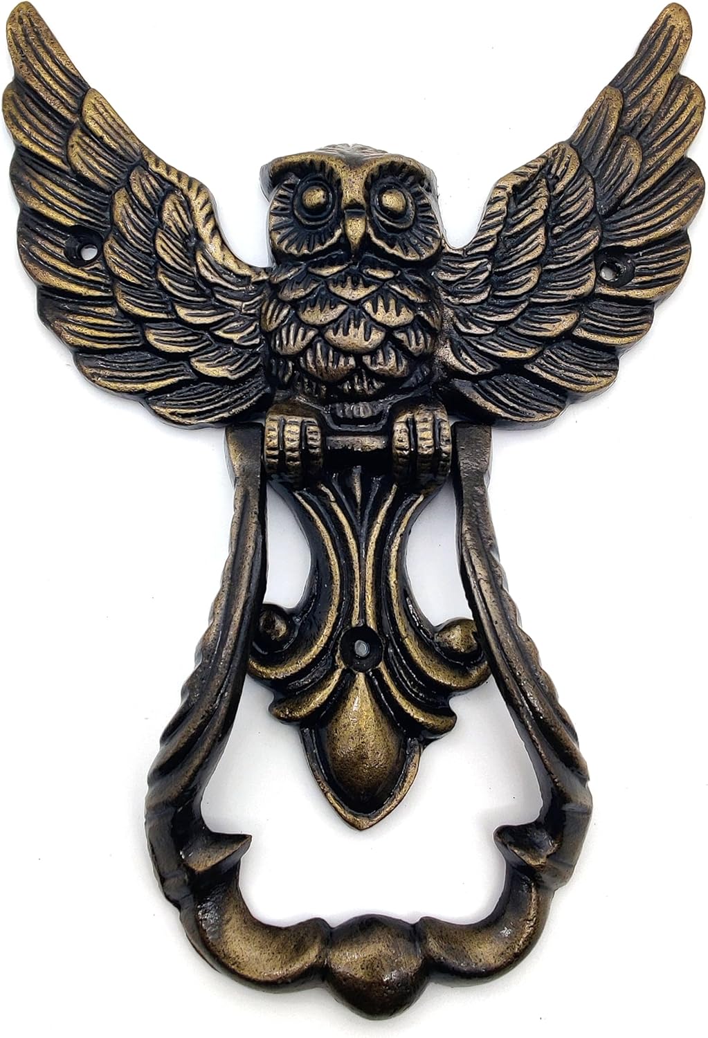 Owl Front Door Knocker – Heavy Duty Antique Bronze Door Knocker for Wooden House & Farmhouse Home Décor