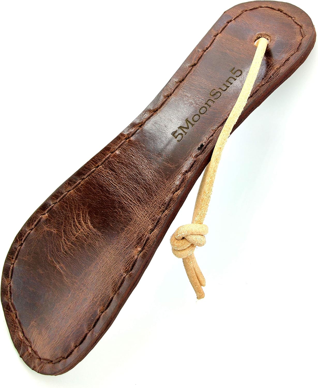 Handmade Leather Shoe Horn – 7” Durable & Compact Shoe Horn for Men & Women with Hanging Lace – Travel & Home Use