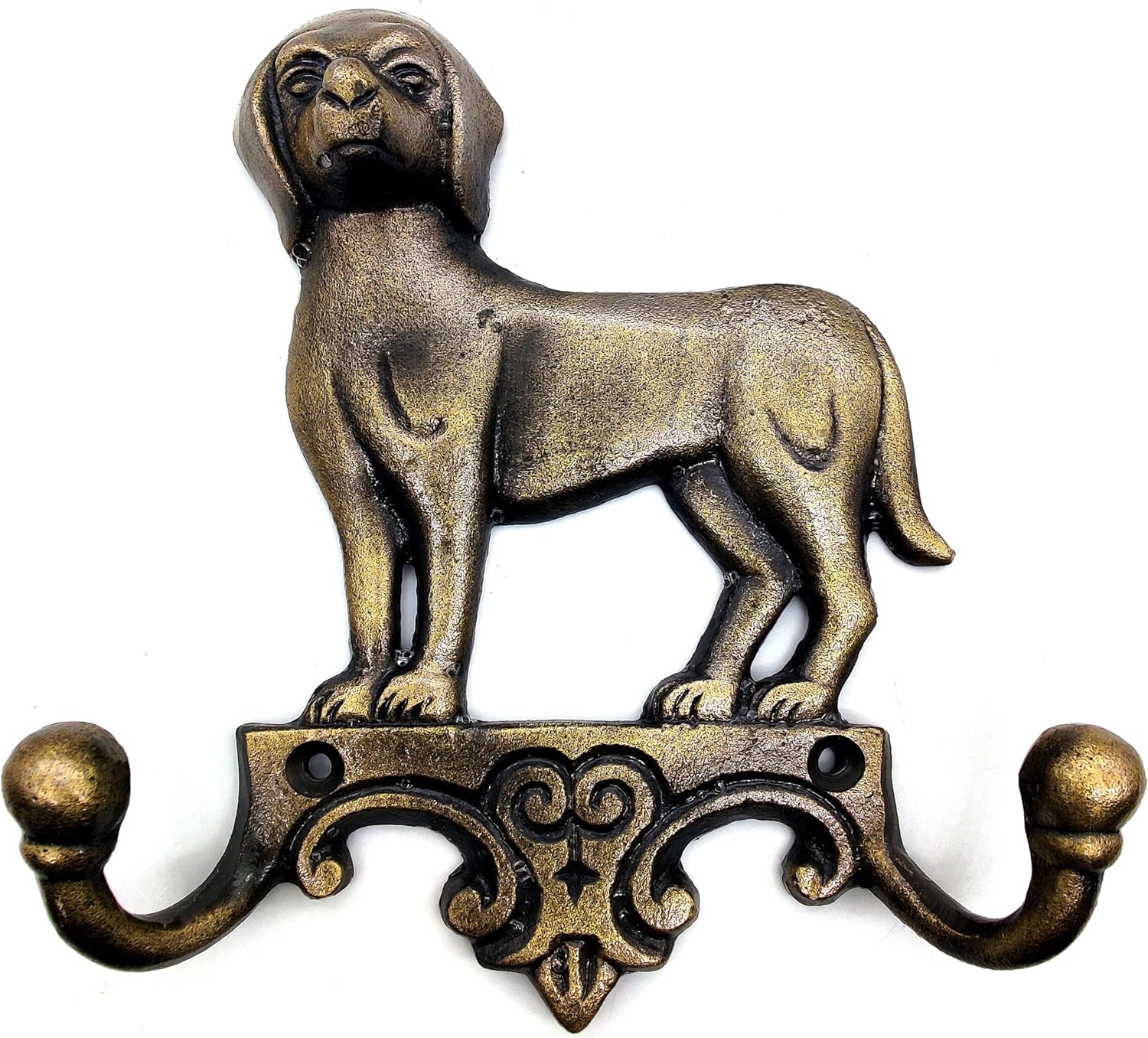 Cast Iron Dog Key Holder – Decorative Wall Hooks for Keys, Leashes, and Coats, Antique Finish Gift for Dog Lovers.