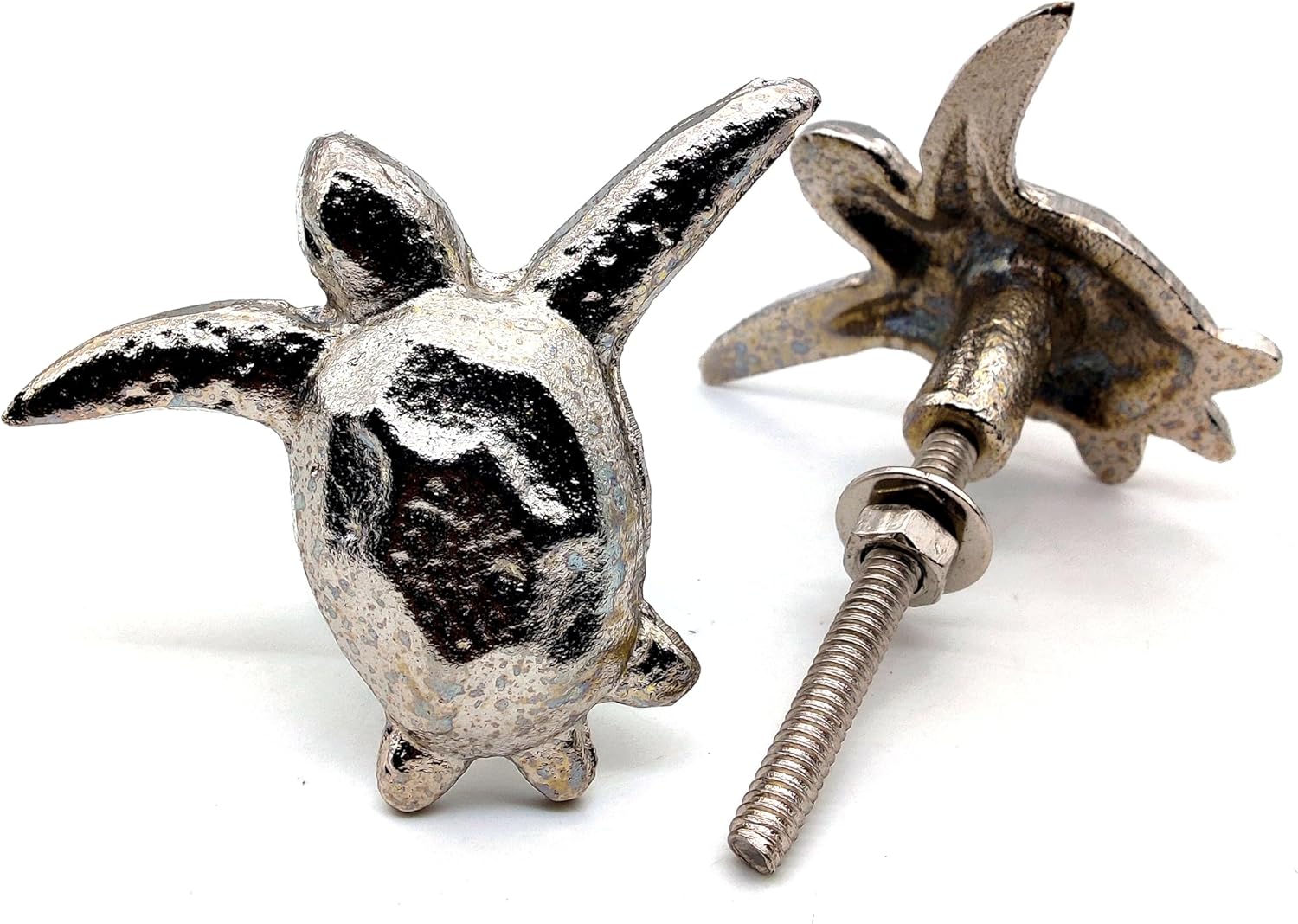 Cast Iron Turtle Knob – Set of 2 Nautical Cabinet Drawer Pulls, Coastal Beach Decor Handles