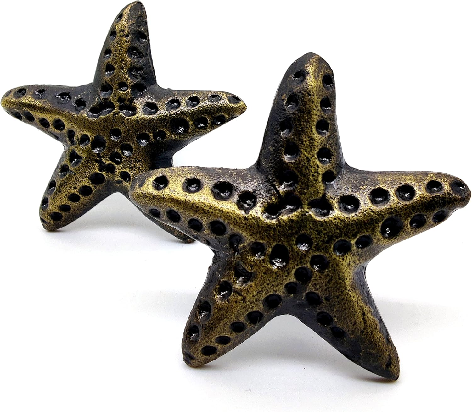 Star Fish Cast Iron Door Knobs – Set of 2 Handmade Drawer Pulls for Cabinets, Wardrobes & Kitchen Cupboards