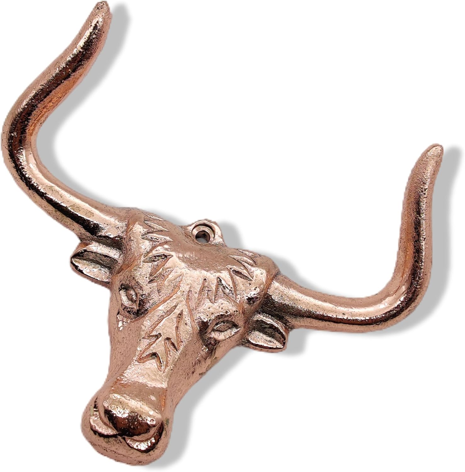 Longhorn Steer Head Wall Hook – Heavy Duty Brass Cabinet Hardware for Coats, Keys, and Towels, Copper Finish