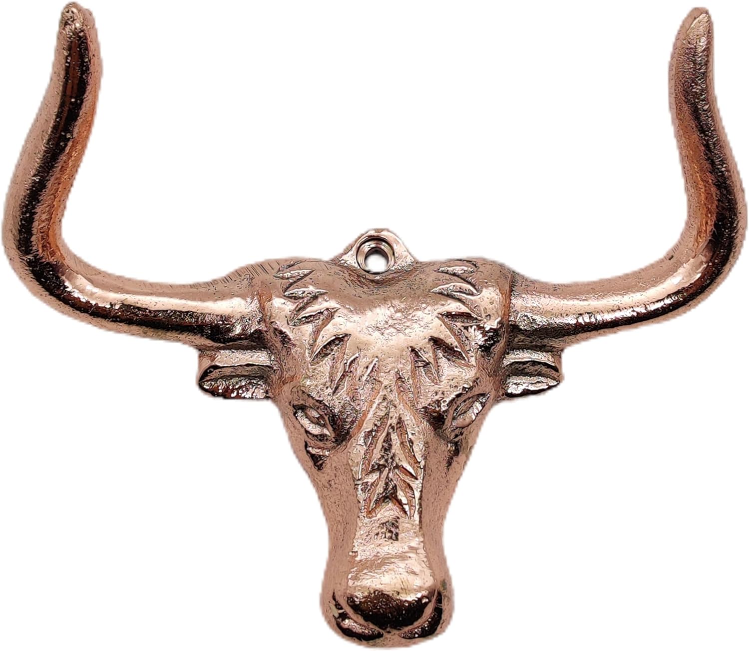 Longhorn Steer Head Wall Hook – Heavy Duty Brass Cabinet Hardware for Coats, Keys, and Towels, Copper Finish