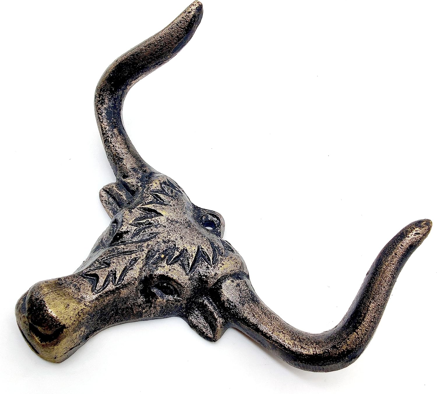 Longhorn Steer Wall Hook – Heavy Duty Vintage Metal Bull Head for Coats, Keys, and Towels, Antique Finish.