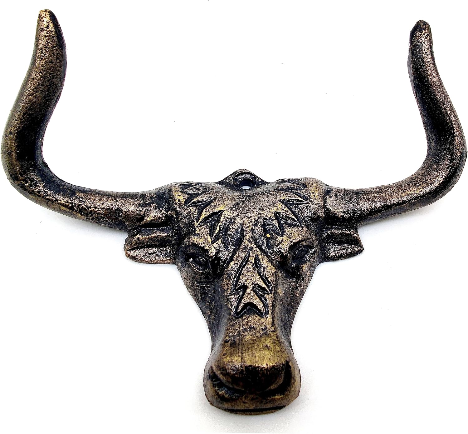 Longhorn Steer Wall Hook – Heavy Duty Vintage Metal Bull Head for Coats, Keys, and Towels, Antique Finish.