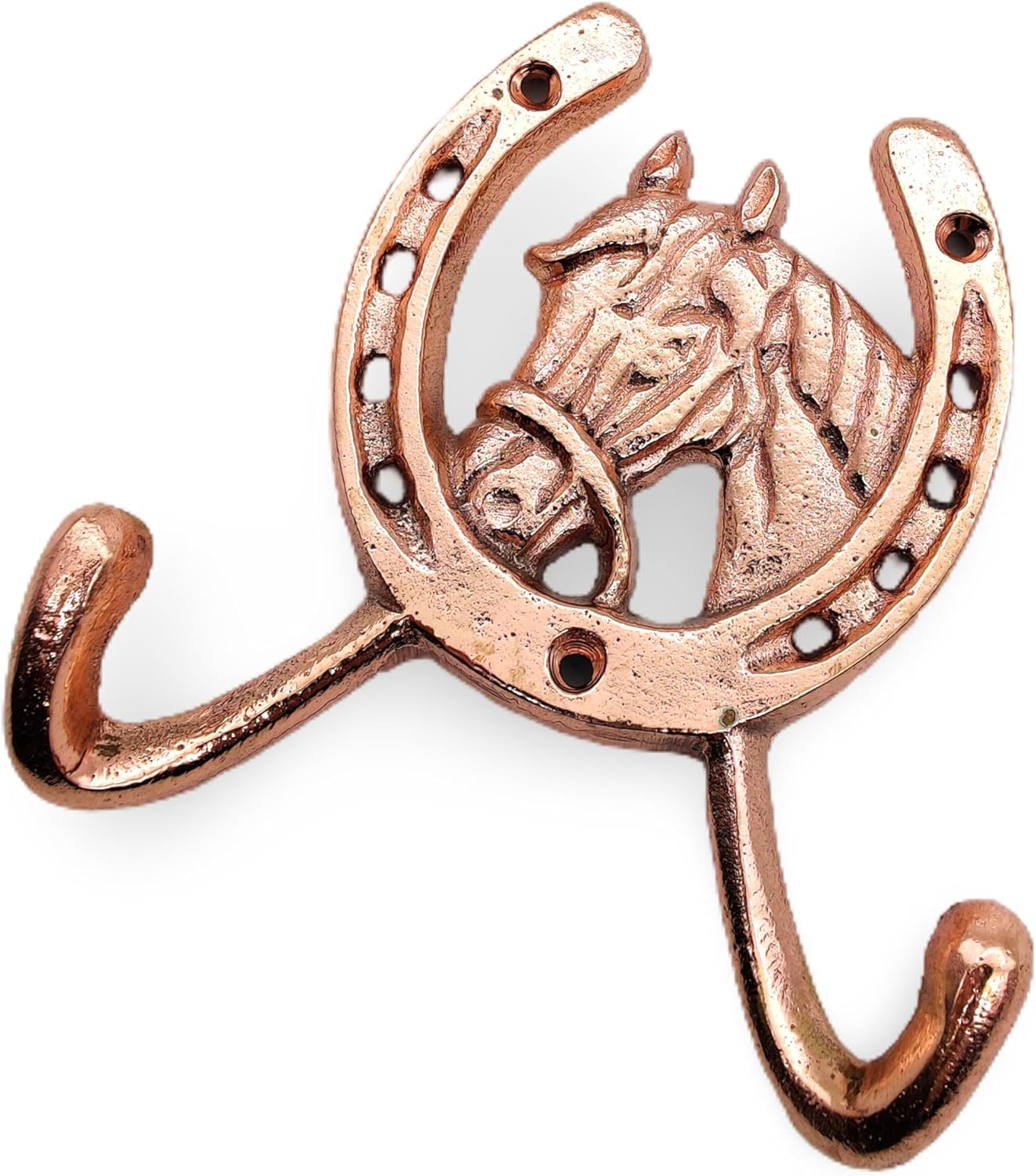 Handcrafted Copper Horse Head Hook – Rustic Wall Mounted Coat & Towel Rack, Horseshoe Design