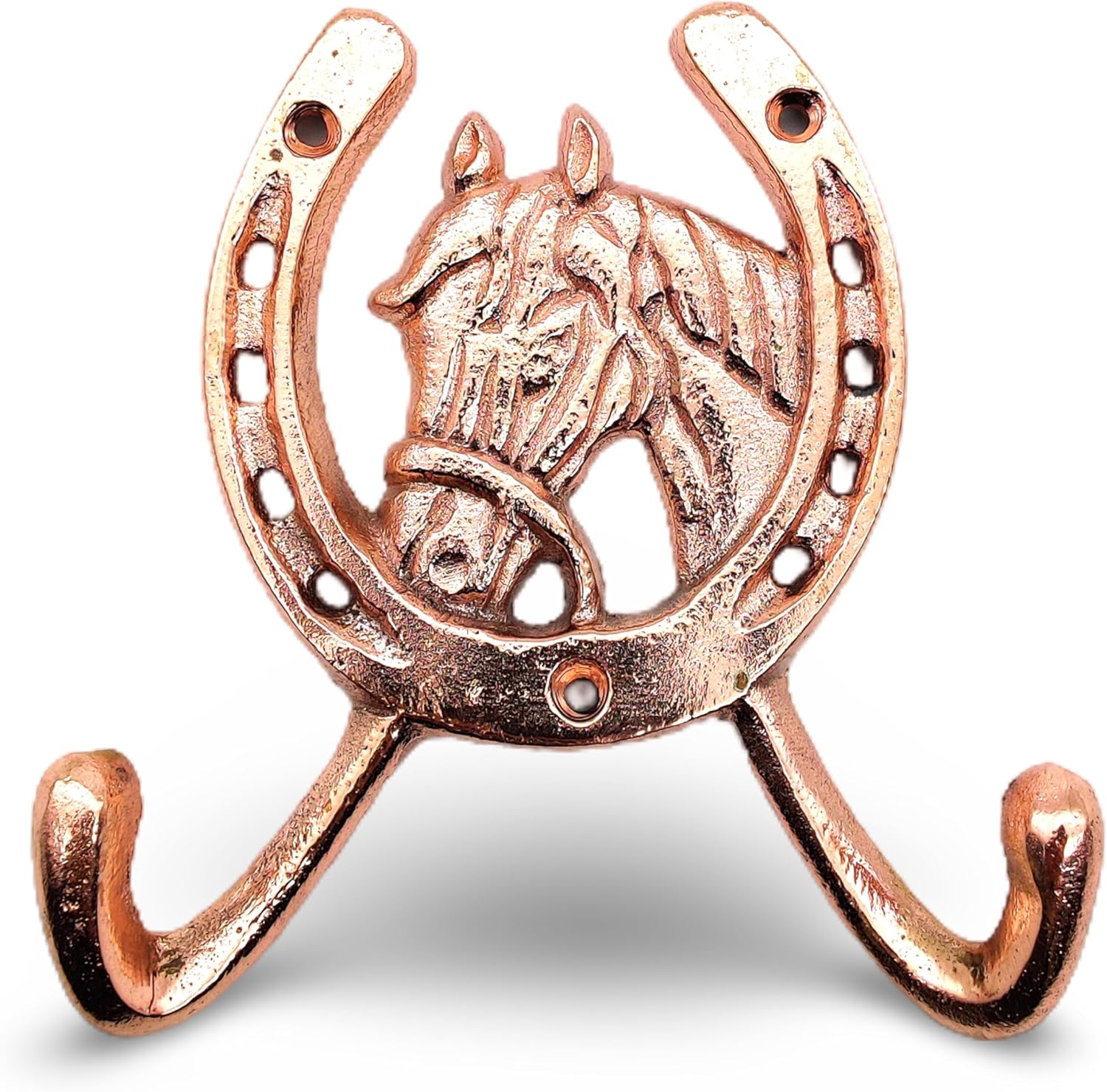 Handcrafted Copper Horse Head Hook – Rustic Wall Mounted Coat & Towel Rack, Horseshoe Design