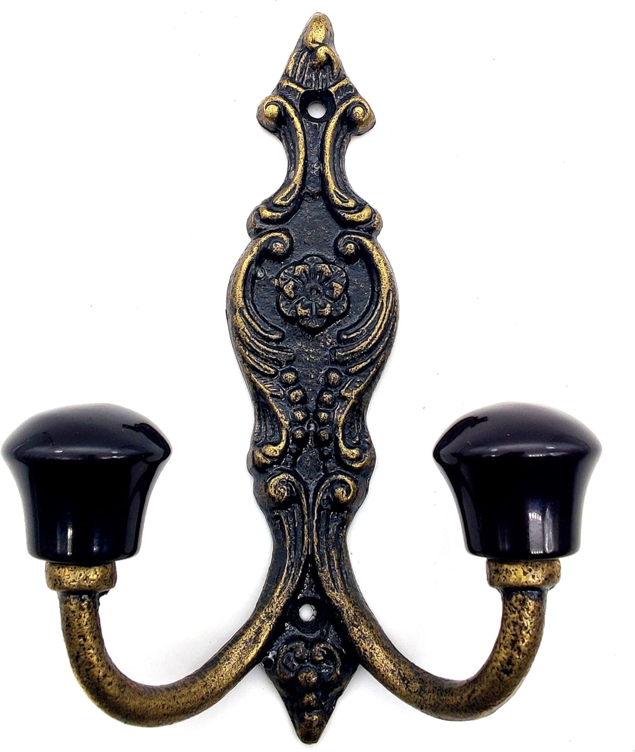 Classic Wall Mounted Dual Hook – Large Antique Finish Coat & Towel Hanger for Bathroom and Entryway